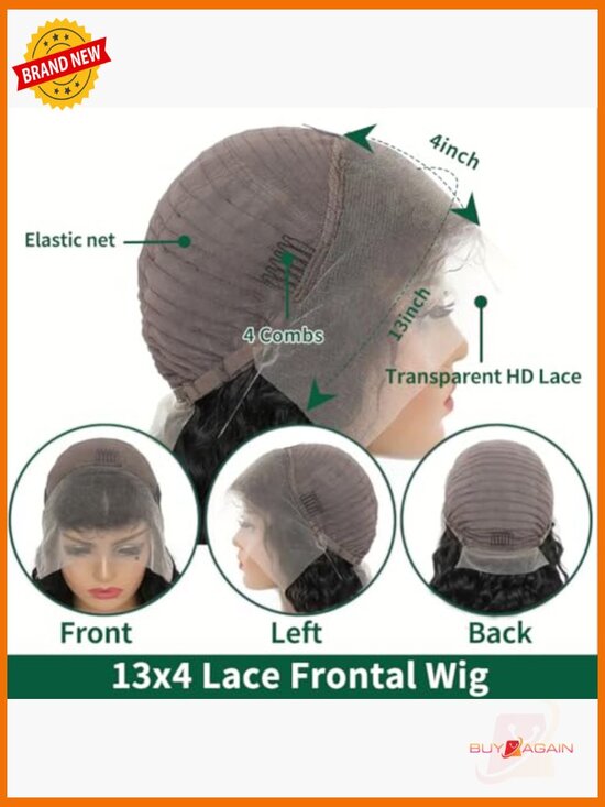 Human Hair Bob Wig Deep Wave Lace Front Curly 220% Density 14 Inch
